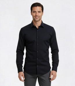 Mens Bill Blass Textured Stripe Modern Fit Dress Shirt - Black alternate view